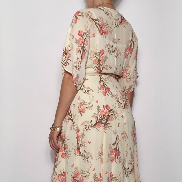 Authentic REFORMATION Floral Kimono Midi WRAP Dress! Medium to Large - Picture 3 of 9